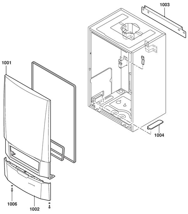 Exploded view Remeha Calenta 28C Combi CW4: Casing