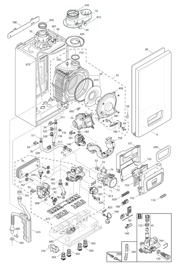 Exploded view Remeha Avanta Ace 35C CW5: Overview