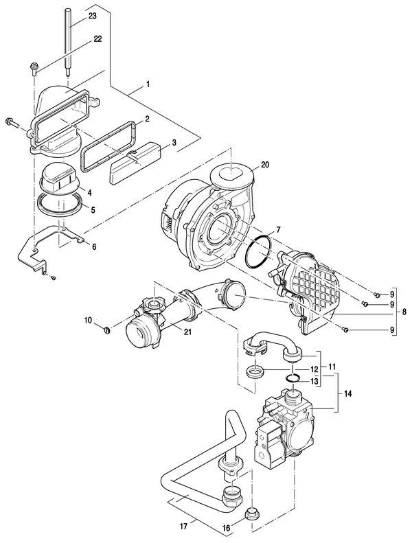 Exploded view Nefit (Bosch) 9000i HR25 Solo Wit: Gas ventilator