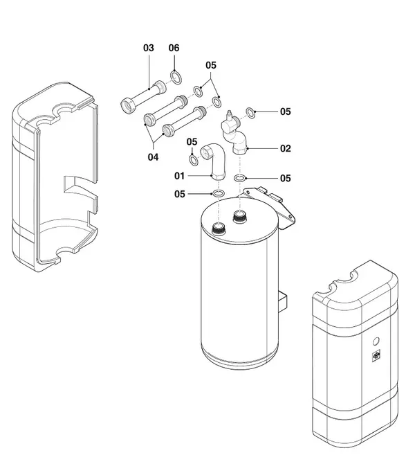 Exploded view Vaillant uniTOWER Split VWL 78/5 IS: Buffer tank 18 l