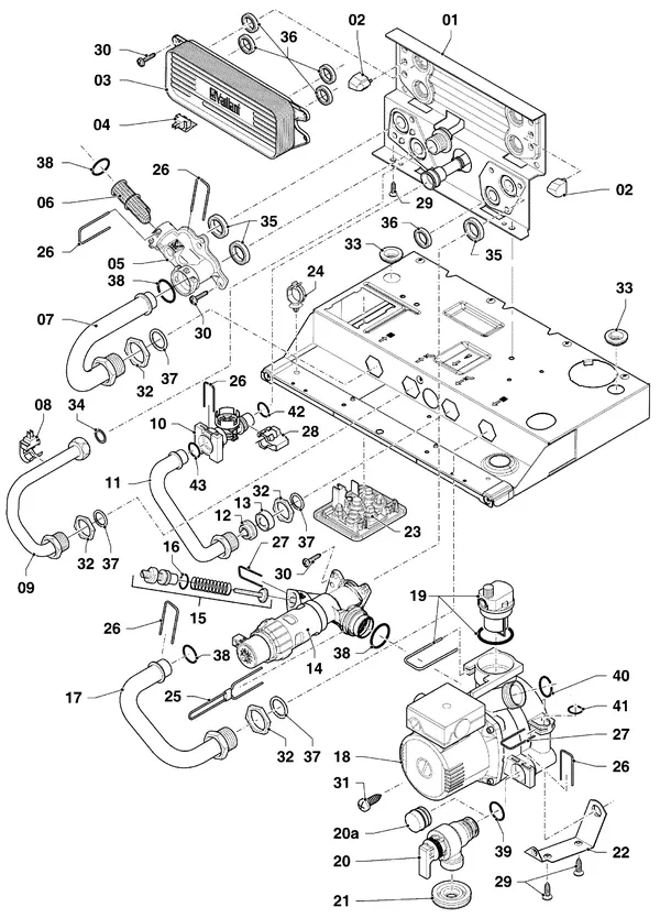Exploded view Vaillant ecoTEC plus VHR 35-38/5-5: Hydraulic parts – hydroblock