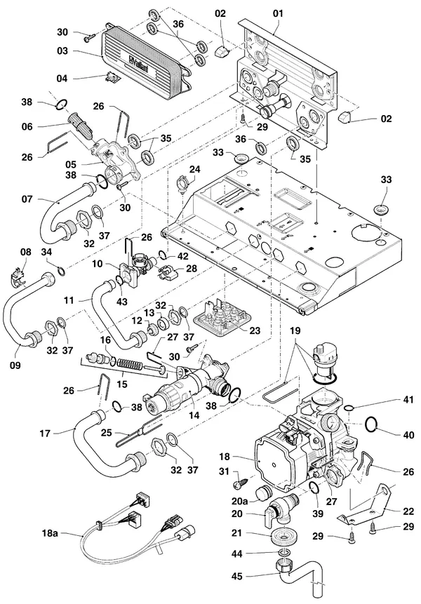Exploded view Vaillant ecoTEC classic VHR 18-24/5-3 EXP R6: Hydraulische delen hydroblock