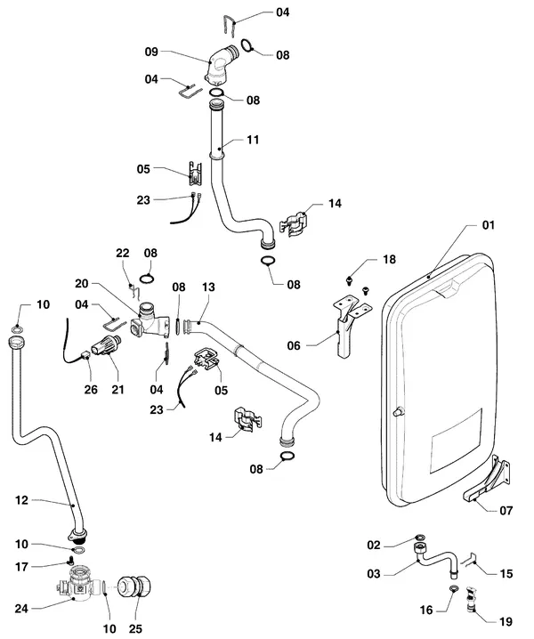 Exploded view Vaillant ecoFIT pro VUW 256/6-3: Connection parts