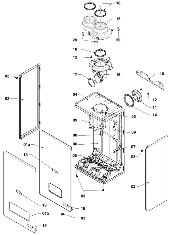 Exploded view Vaillant ecoFIT pro VUW 256/6-3: Casing parts