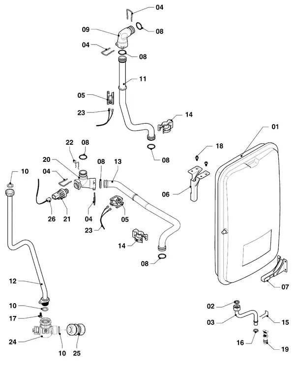 Exploded view Vaillant ecoFIT pro VUW 356/6-3: Connection parts