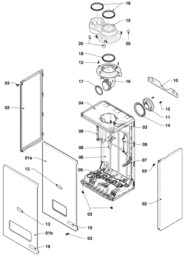 Exploded view Vaillant ecoFIT pro VUW 356/6-3: Casing parts