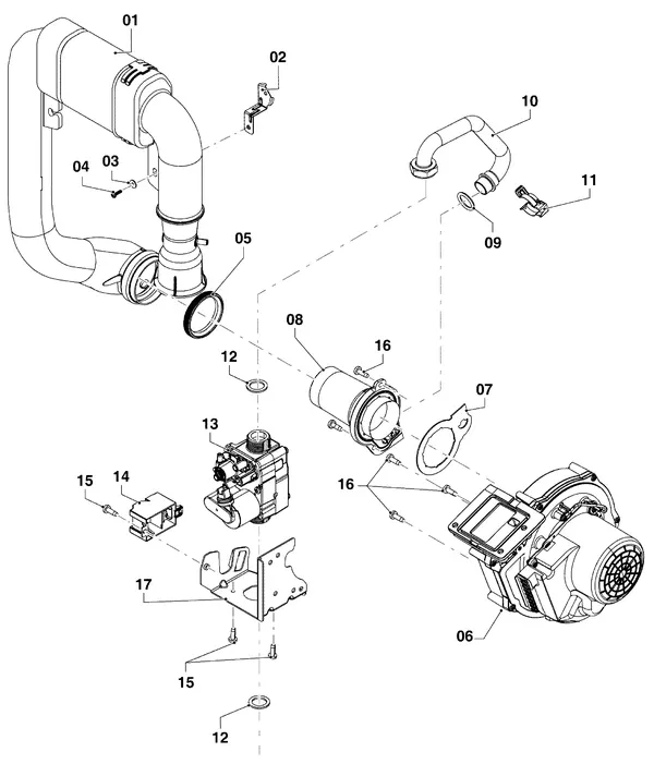 Exploded view Vaillant ecoTEC plus VHR 45/5-5: Gas valve