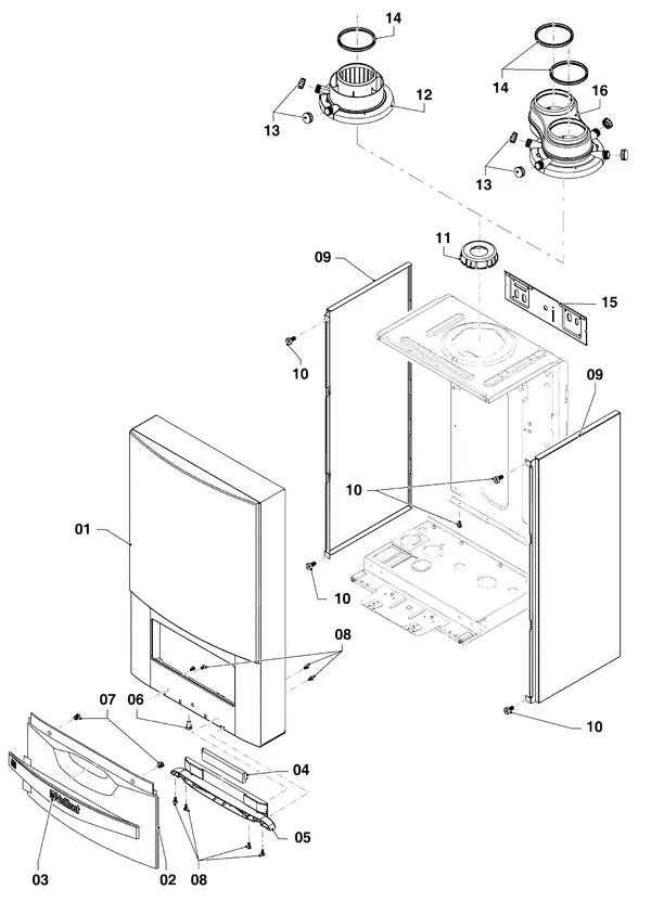 Exploded view Vaillant ecoTEC plus VHR 45/5-5: Casing parts