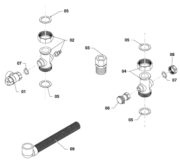 Exploded view Vaillant ecoTEC plus VHR 65/5-5: Connection parts