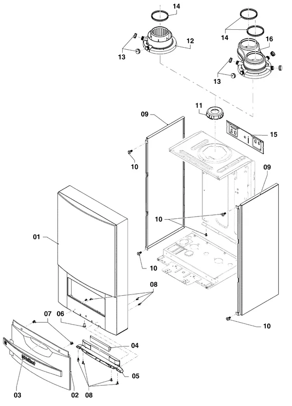 Exploded view Vaillant ecoTEC plus VHR 65/5-5: Casing parts