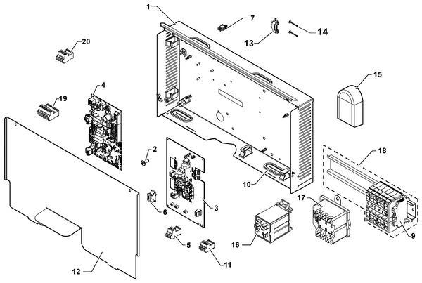 Exploded view Remeha WPR-2/E V200 11-16kW: Control panel