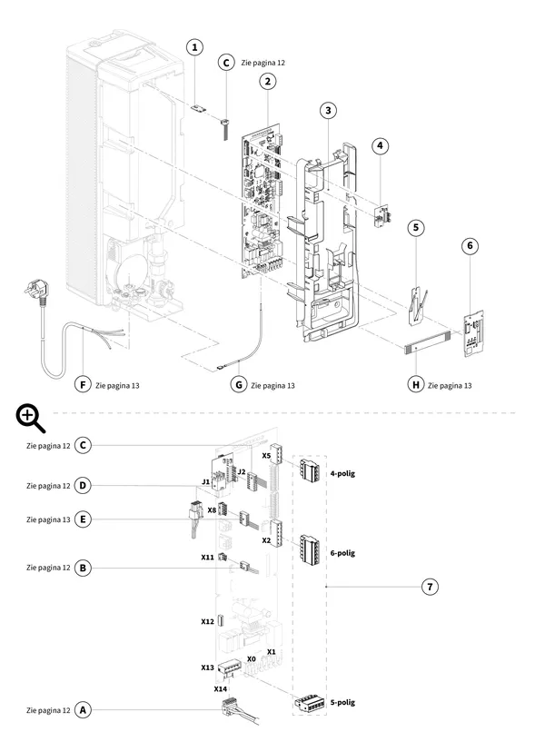 Exploded view Intergas Xtend binnenunit: Regelunit
