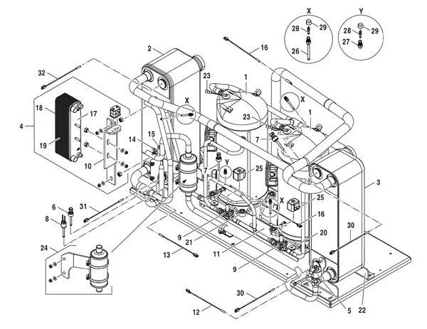 Exploded view Bosch Compress 7000 LW EHP 54-2 LW: Refrigerant circuit