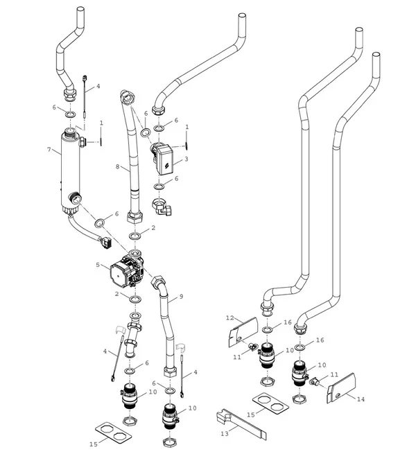 Exploded view Bosch Compress 7800i LW 6 MF: Hydraulics