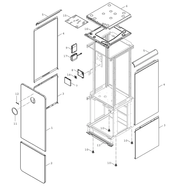 Exploded view Bosch Compress 7800i LW 6 MF: Appliance casing – HMI