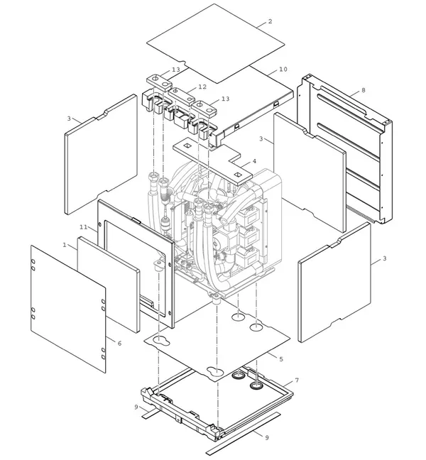 Exploded view Bosch Compress 7800i LW 6 MF: Appliance casing – refrigerant circuit