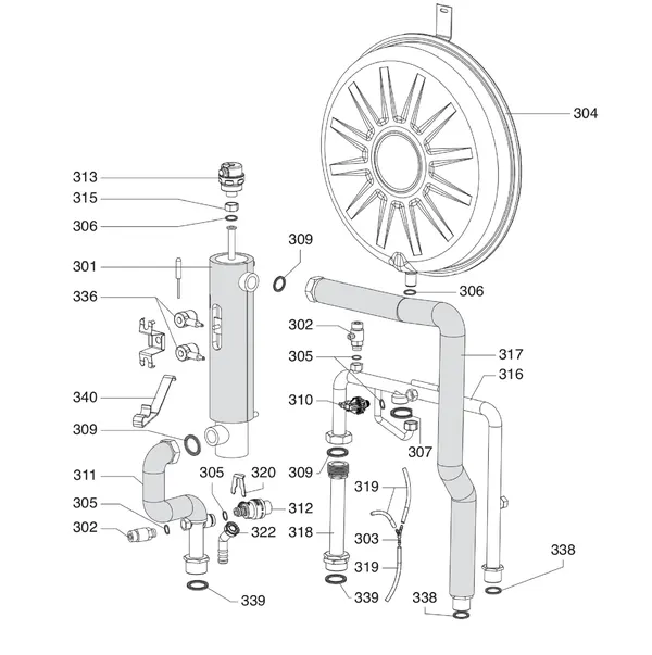 Exploded view Atag IDM | indoor unit wall: Hydraulische componenten