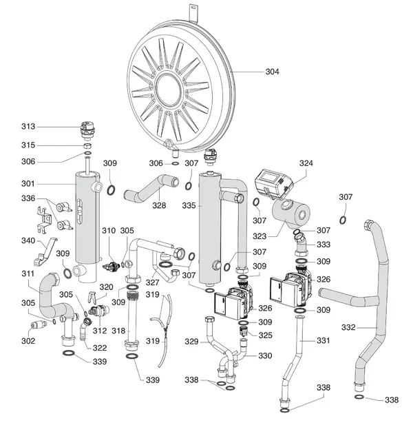 Exploded view Atag IDM 2Z | indoor unit wall: Hydraulische componenten