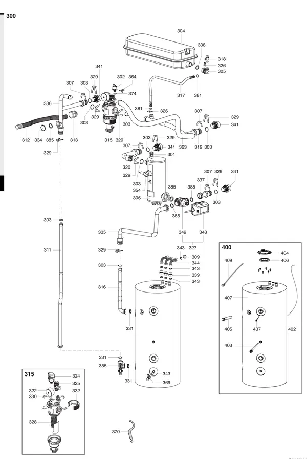 Exploded view Atag Energion IDU M-L F: Hydraulische componenten
