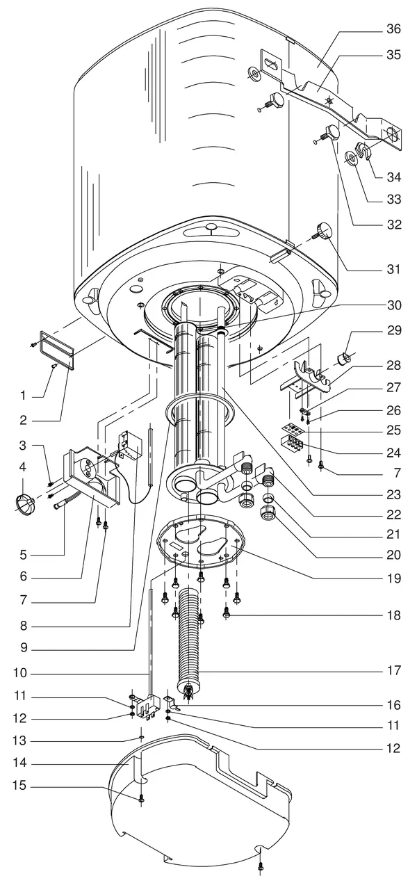 Exploded view Itho Daalderop Mono 50: Overview