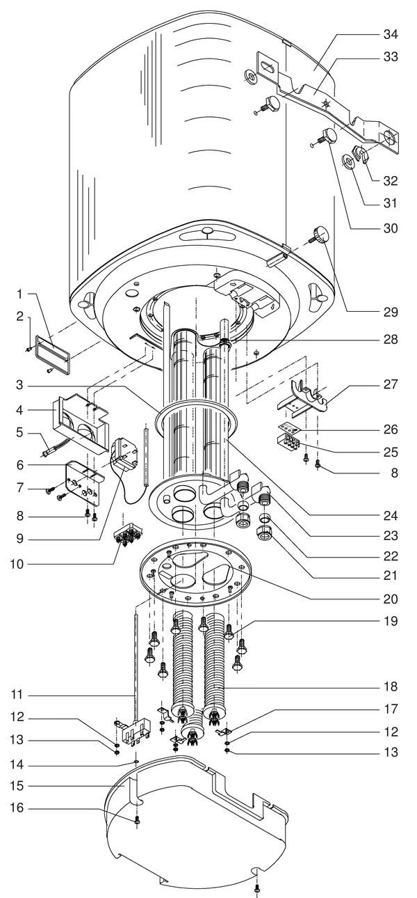 Exploded view Itho Daalderop Mono-3 80 (7,5kW): Overview