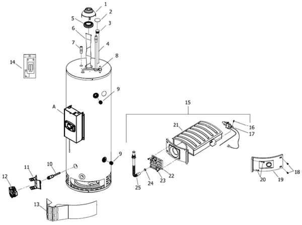 Exploded view Remeha SEN 185 Plus: Overview