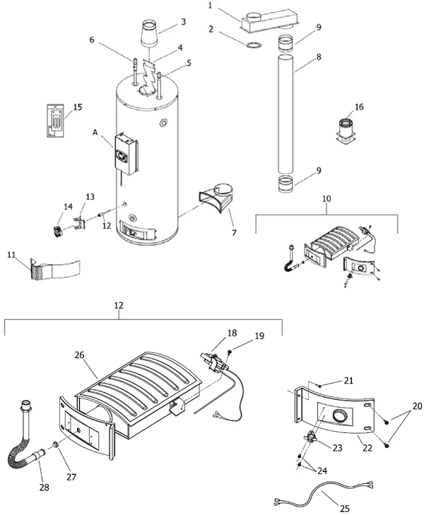 Exploded view Remeha RSC 150 Plus: Water heater
