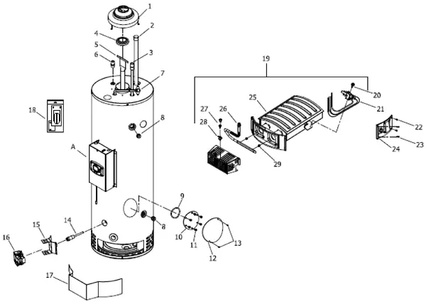 Exploded view Remeha BW100 Plus: Totaaloverzicht