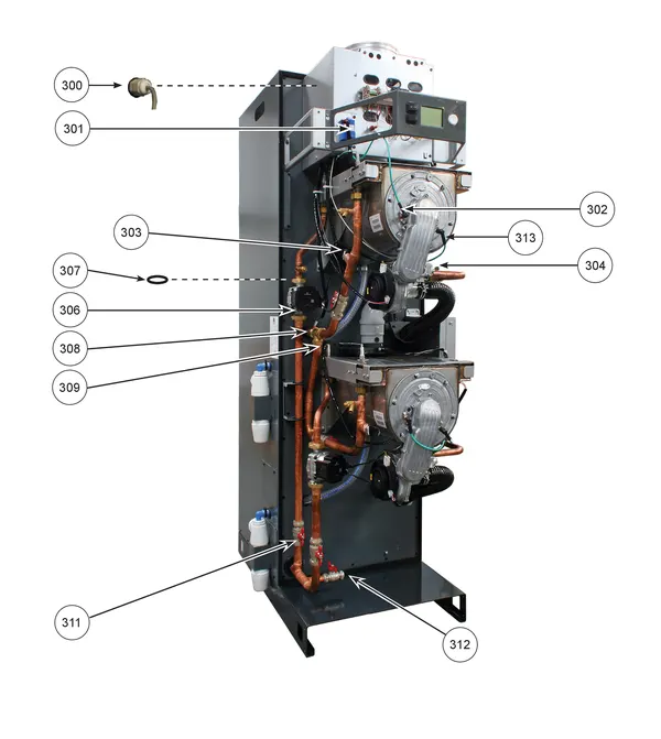 Exploded view Remeha CWH Ace 60/201: Pomp vanaf serienr 23xxxxxx