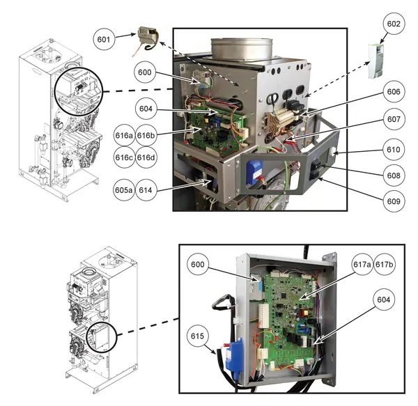 Exploded view Remeha CWH Ace 60/301: Elektra from serial no. 23xxxxxx