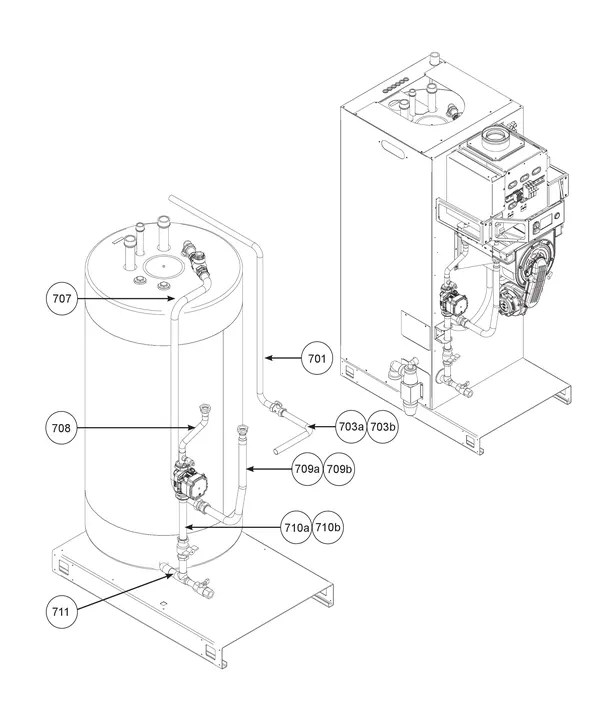 Exploded view Remeha CWH Ace 60/301: Pipes 1 from serial no. 23xxxxxx