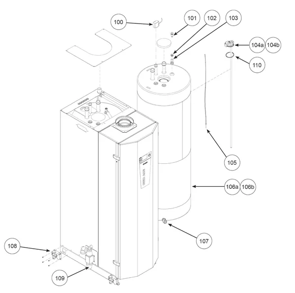 Exploded view Remeha CWH Ace 60/301: Tank t m serial no. 22xxxxxx
