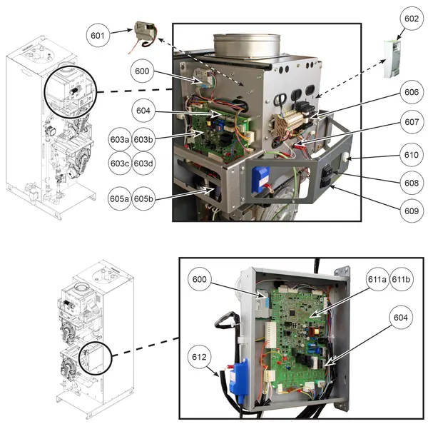 Exploded view Remeha CWH Ace 90/302: Elektra t m serial no. 22xxxxxx