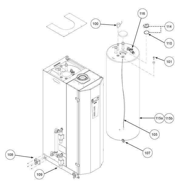 Exploded view Remeha CWH Ace 90/302: Tank from serial no. 23xxxxxx