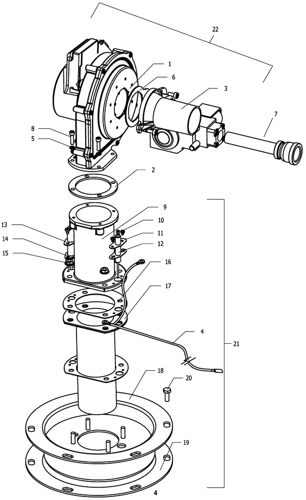 Exploded view Remeha EBW PRO 58-380: Gas valve and fan