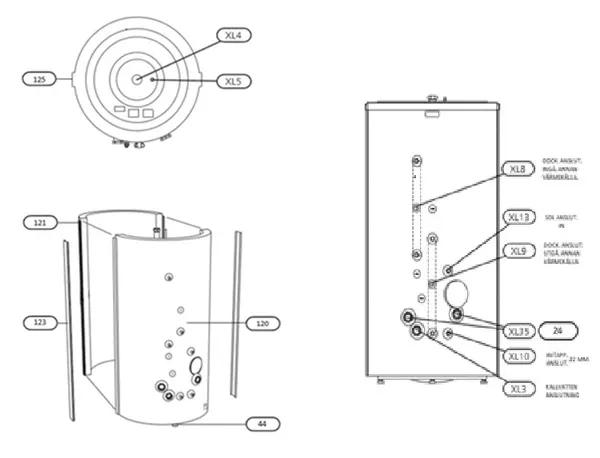Exploded view Nibe VPB 500: Mantel