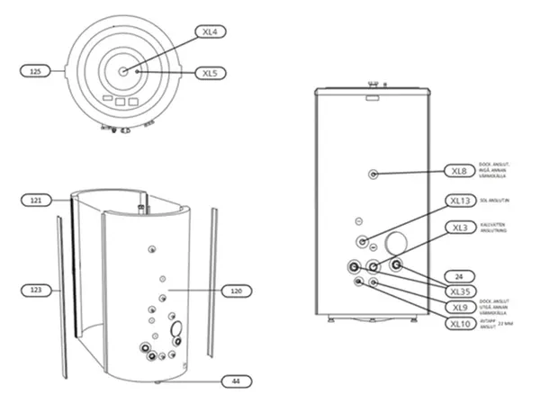 Exploded view Nibe VPB 750: Casing