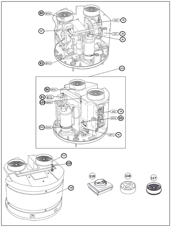 Exploded view Nibe F130 | 066009: Overview