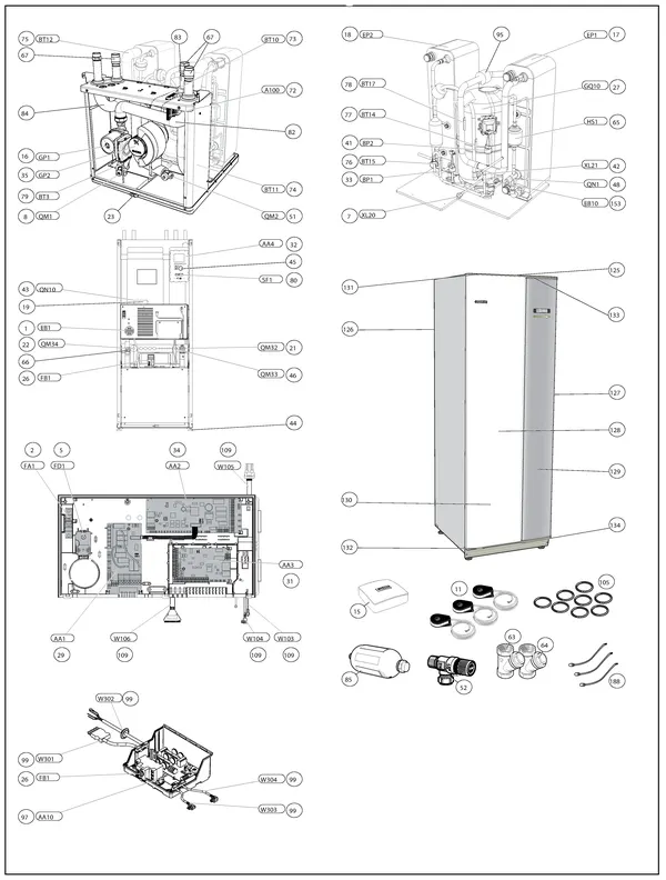 Exploded view Nibe F1145-6 EXP | 065094: Totaaloverzicht