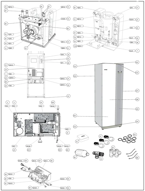 Exploded view Nibe F1145-15 EXP | 065098: Overview