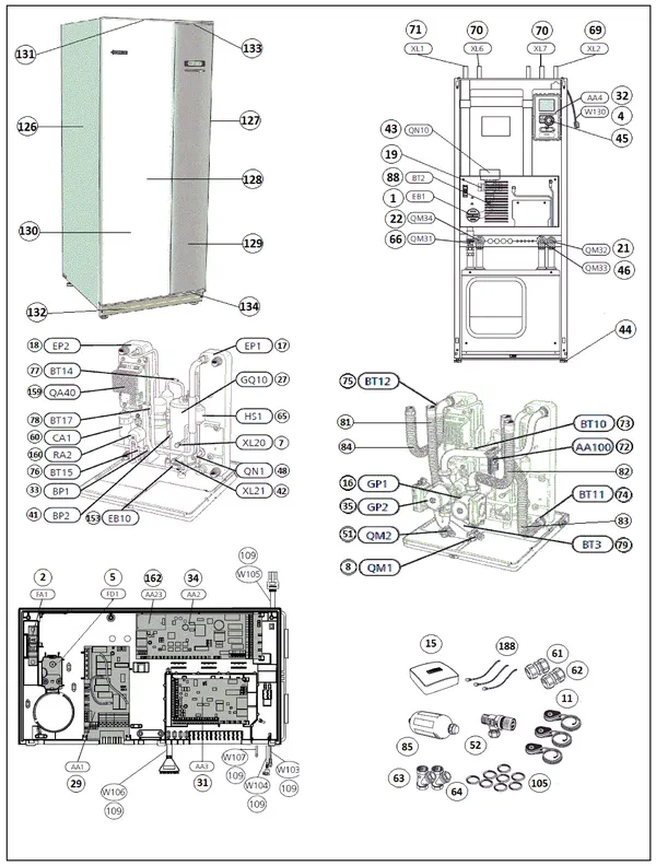 Exploded view Nibe F1155-6 EXP | 065294: Overview