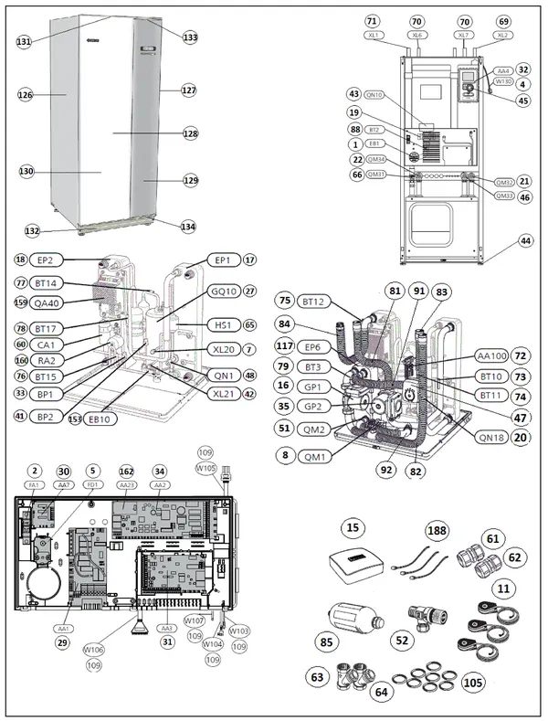 Exploded view Nibe F1155-6 PC | 065276: Overview