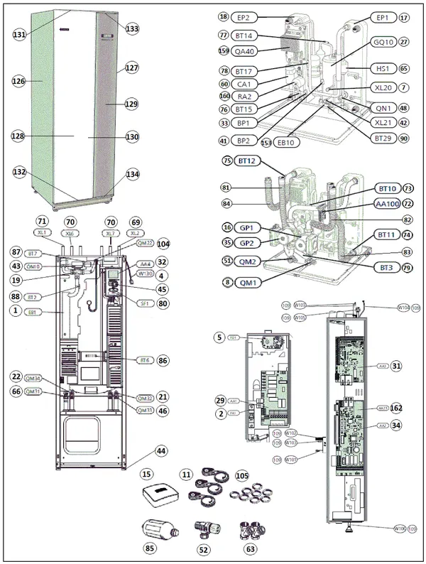 Exploded view Nibe F1255-6 R | 065269: Overview