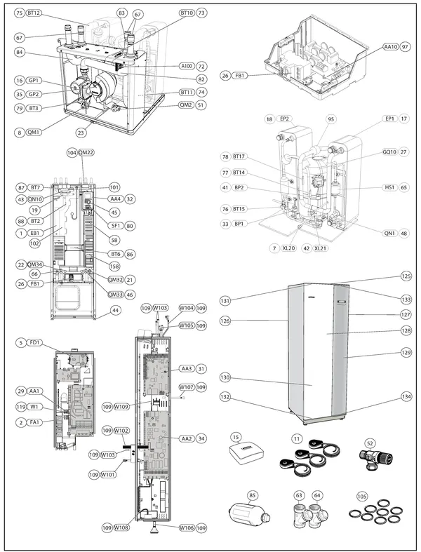 Exploded view Nibe F1245-8 R | 065081: Overview