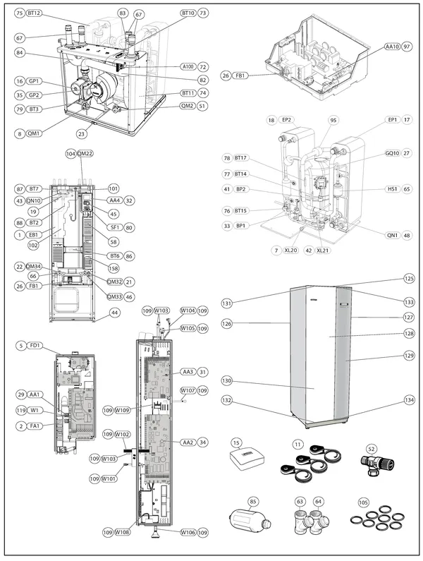 Exploded view Nibe F1245-10 R | 065082: Overview
