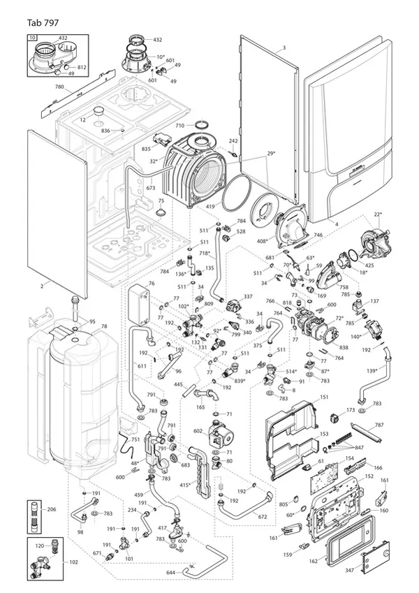 Exploded view Remeha Calenta Ace-Matic 40L: Totaaloverzicht