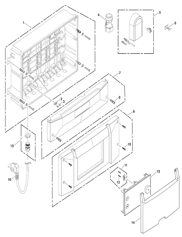 Exploded view Remeha Elga Ace Control Box monoblock: Housing