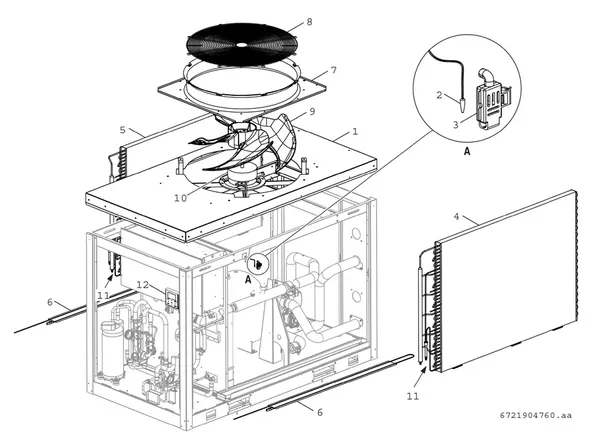 Exploded view Bosch Compress 3000 AWP (CS3000AWP 16): Fan and heat exchanger