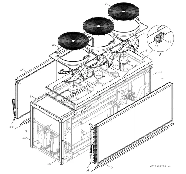 Exploded view Bosch Compress 3000 AWP (CS3000AWP 59): Fan and heat exchanger