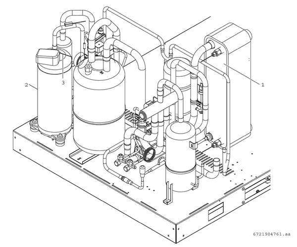 Exploded view Bosch Compress 3000 AWP (CS3000AWP 24 PC): Compressor and plate heat exchanger